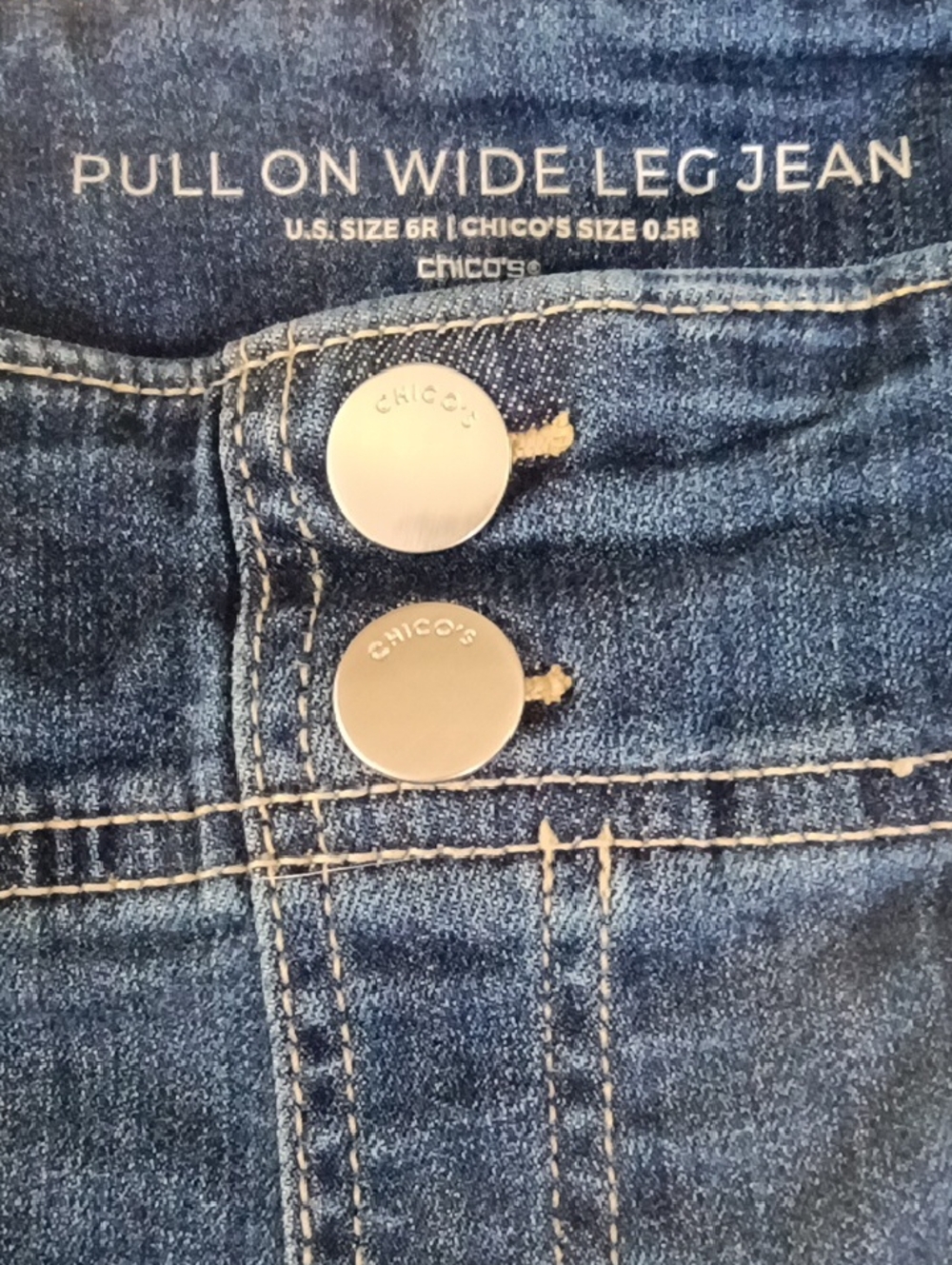 Chico's Dark Blue Wide Leg Pull-On Jeans